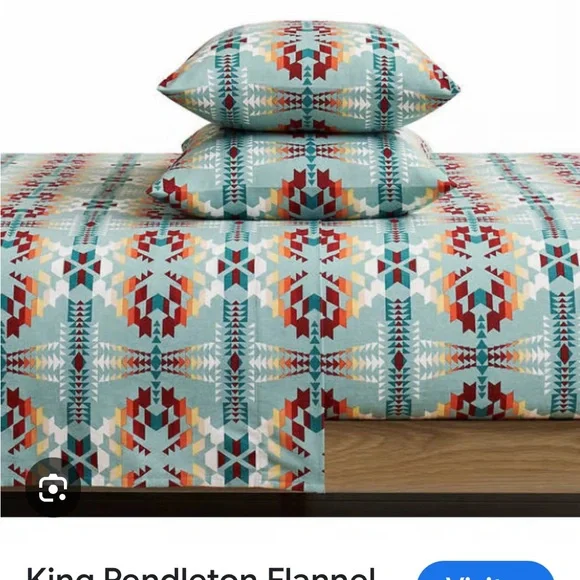 Pendleton King Sherpa Blanket/king flannel sheets/&body pillow- Legend Lake Aqua - Picture 3 of 4